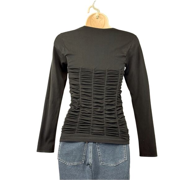 Last Tango Black Fitted Top Stretchy Ruched Detail No Seams Long Sleeve - Picture 13 of 16